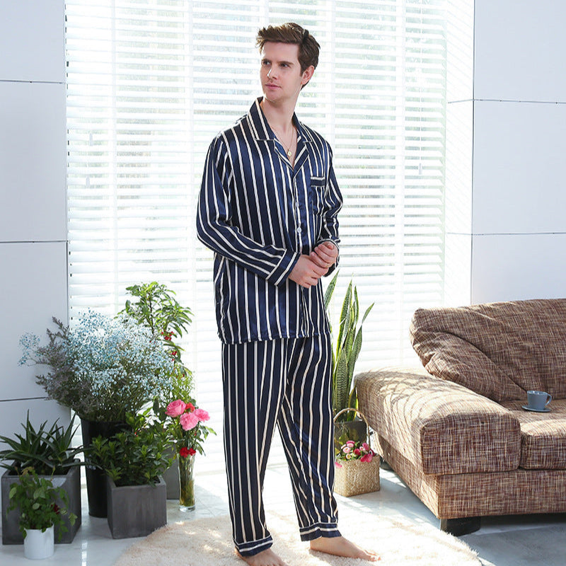 ComfyLife Men's Striped Silk Pajamas