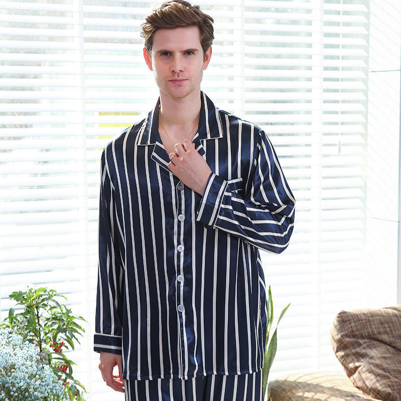 ComfyLife Men's Striped Silk Pajamas