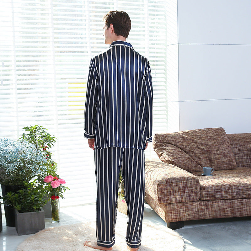 ComfyLife Men's Striped Silk Pajamas